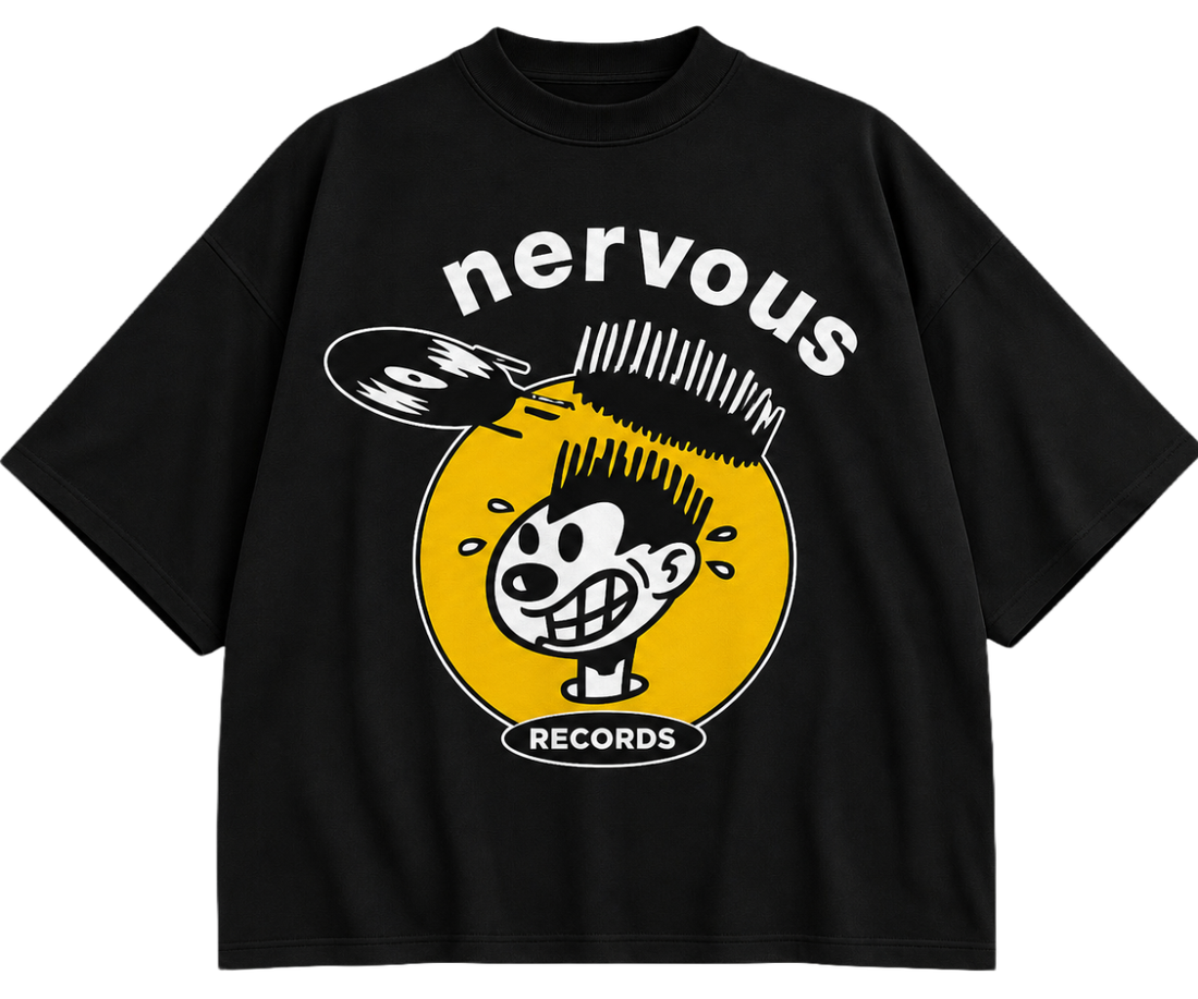 Camiseta de rave Nervous Record Black da Raver Lab